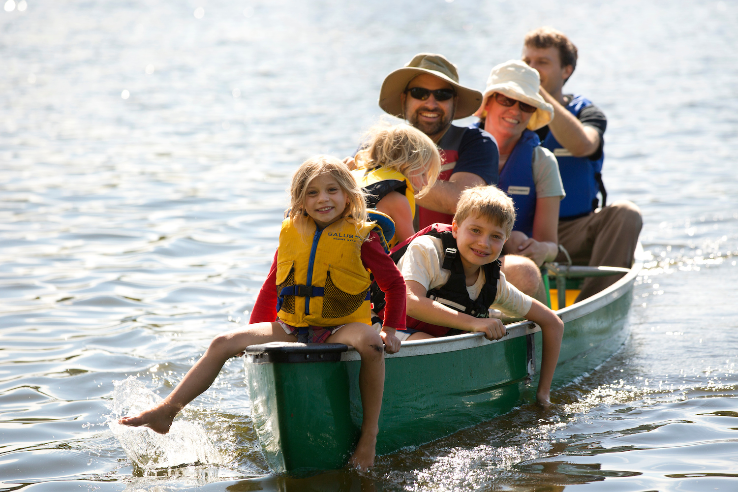 Family canoeing wine country vacation
